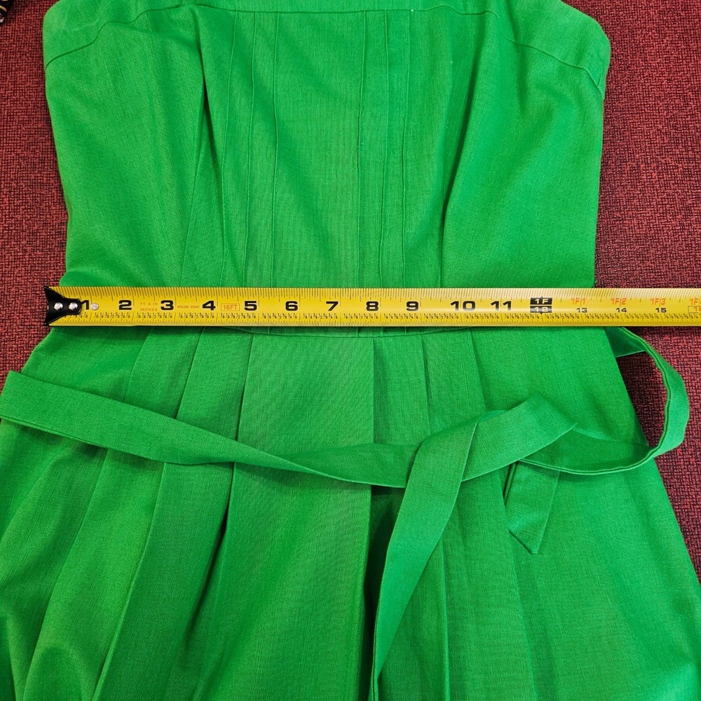 Vintage 60s Malia Honolulu Hawaiian Sundress 10 Green Tulip Border Belted Resort - Picture 12 of 15